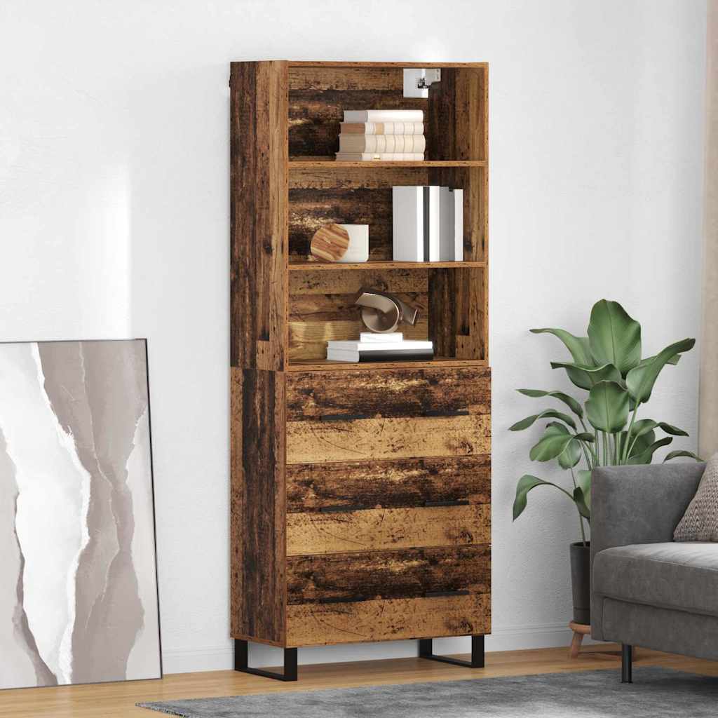 Magasfiú 2 db Öreg fa 69,5 x 34 x 180 cm Szerelt fa és Üveg