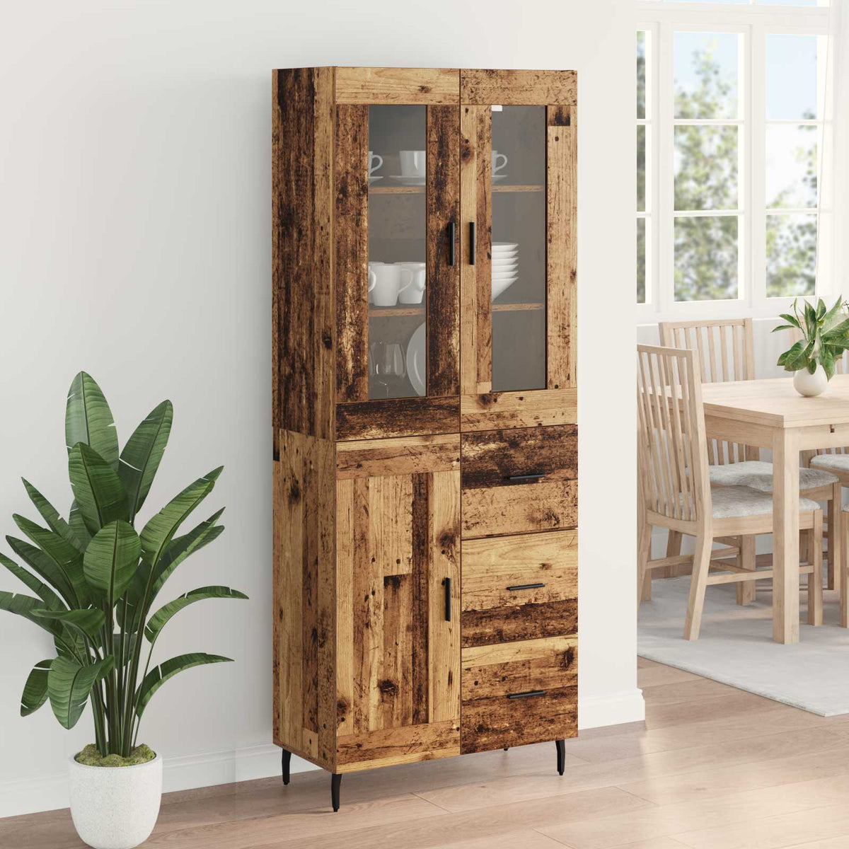 Magasfiú 2 db Öreg fa 69,5 x 34 x 180 cm Szerelt Fa 4