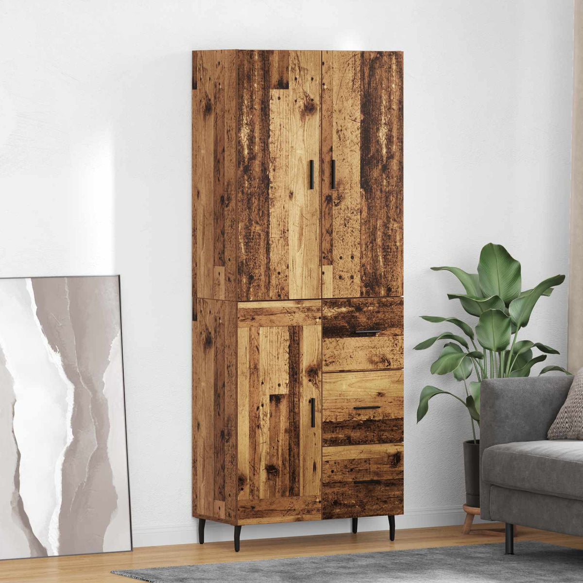 Magasfiú 2 db Öreg fa 69,5 x 34 x 180 cm Szerelt Fa
