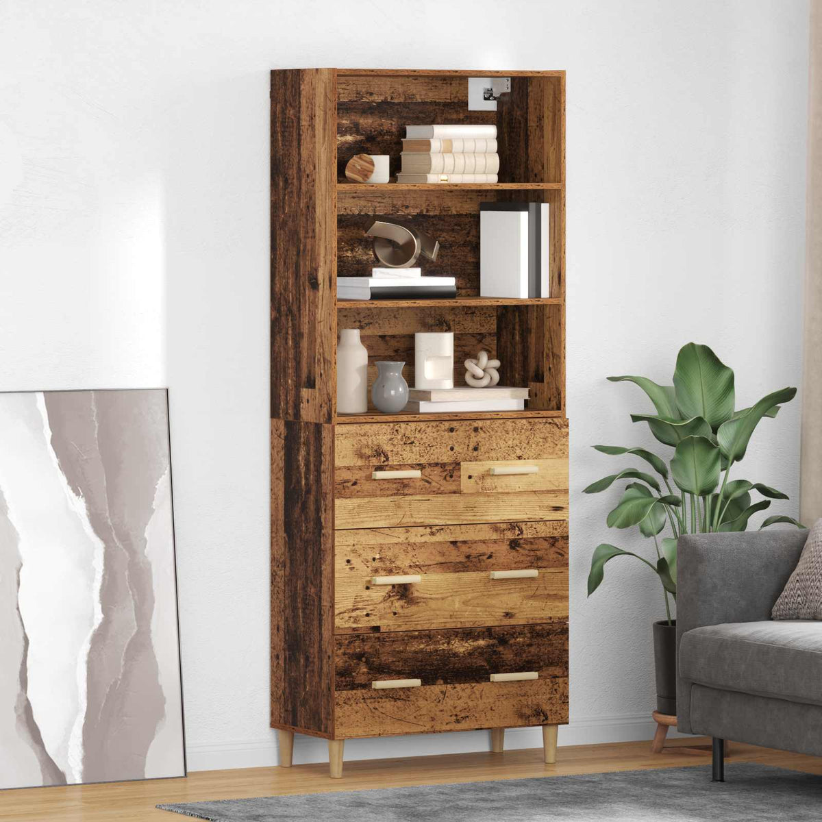 Magasfiú Öreg fa 69,5 x 32,5 x 180 cm Szerelt Fa