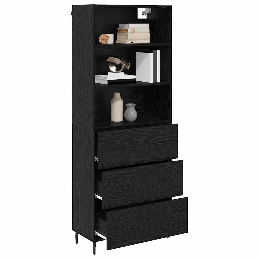 Magasfiú 2 db Fekete tölgy 69,5 x 34 x 180 cm Szerelt Fa 3