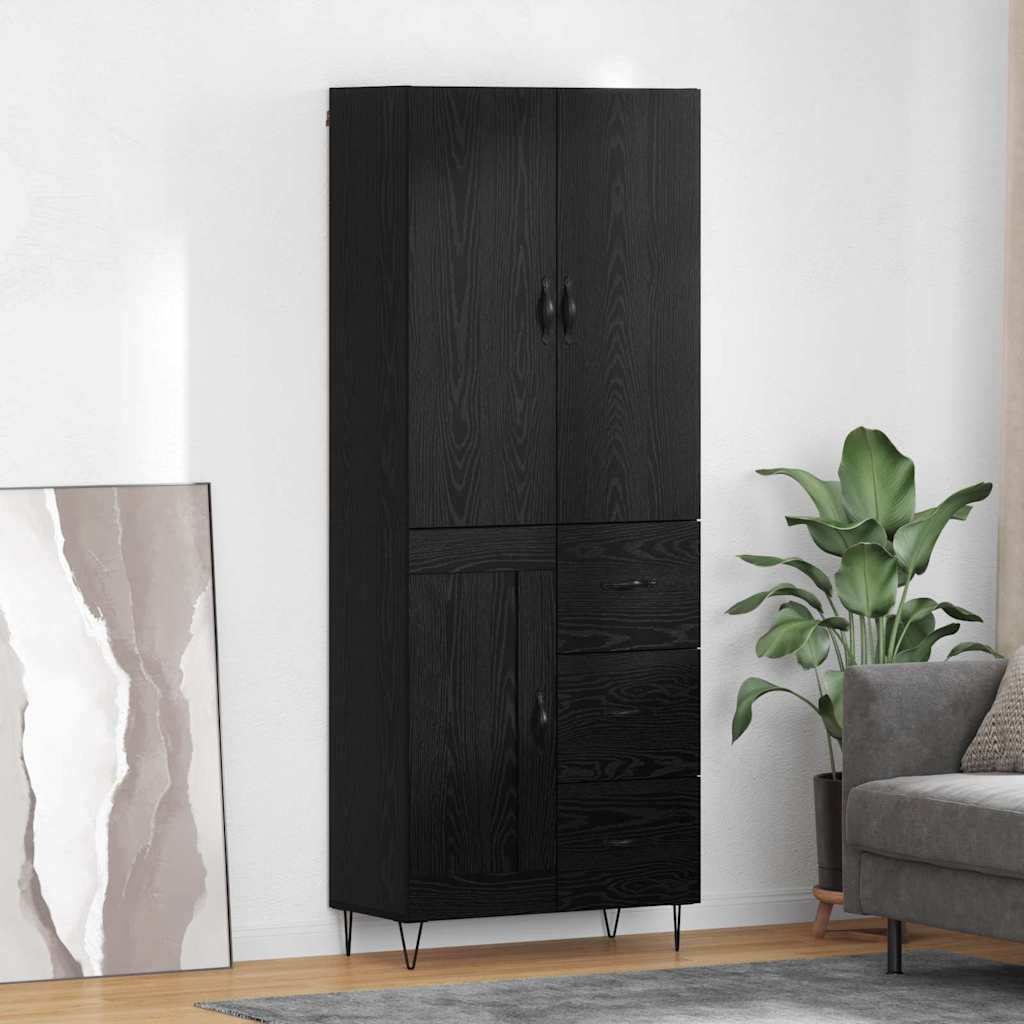 Magasfiú 2 db Fekete tölgy 69,5 x 34 x 180 cm Szerelt Fa