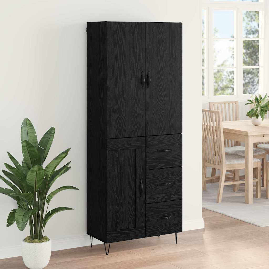 Magasfiú 2 db Fekete tölgy 69,5 x 34 x 180 cm Szerelt Fa 4