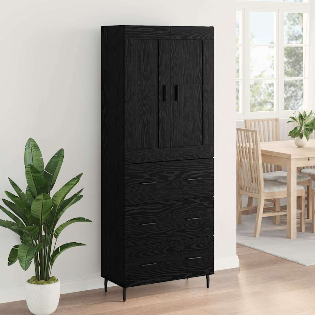 Magasfiú 2 db Fekete tölgy 69,5 x 34 x 180 cm Szerelt Fa 4