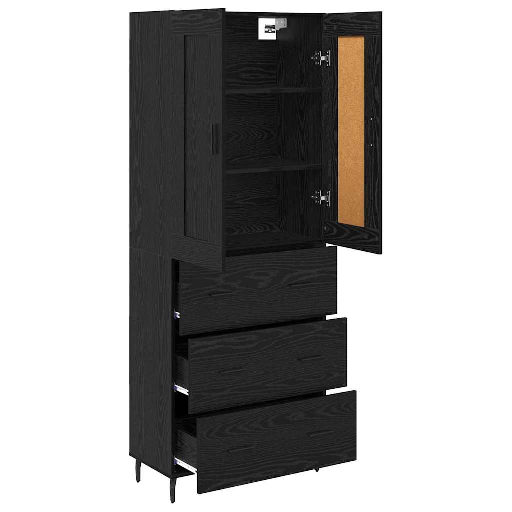 Magasfiú 2 db Fekete tölgy 69,5 x 34 x 180 cm Szerelt Fa 5