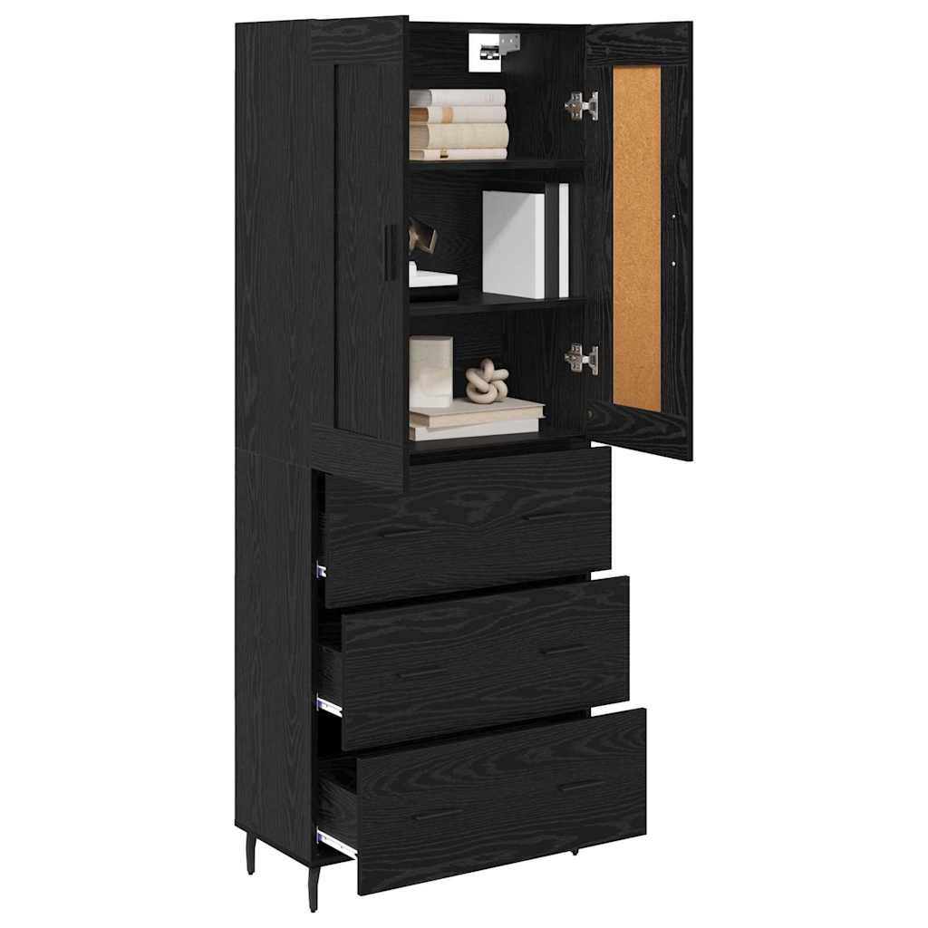 Magasfiú 2 db Fekete tölgy 69,5 x 34 x 180 cm Szerelt Fa 3