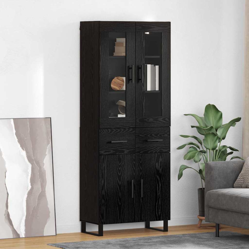 Magasfiú 2 db Fekete tölgy 69,5 x 34 x 180 cm Szerelt Fa