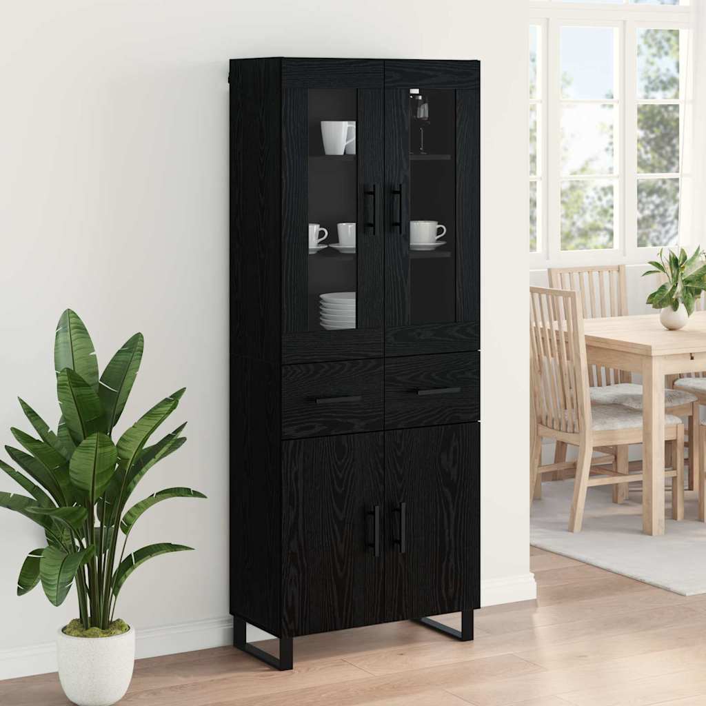 Magasfiú 2 db Fekete tölgy 69,5 x 34 x 180 cm Szerelt Fa 4