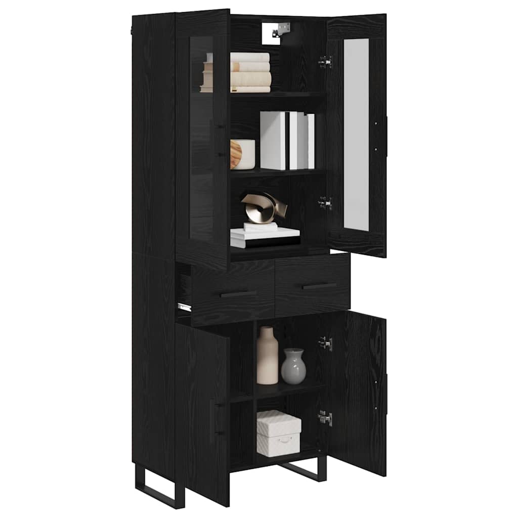 Magasfiú 2 db Fekete tölgy 69,5 x 34 x 180 cm Szerelt Fa 3