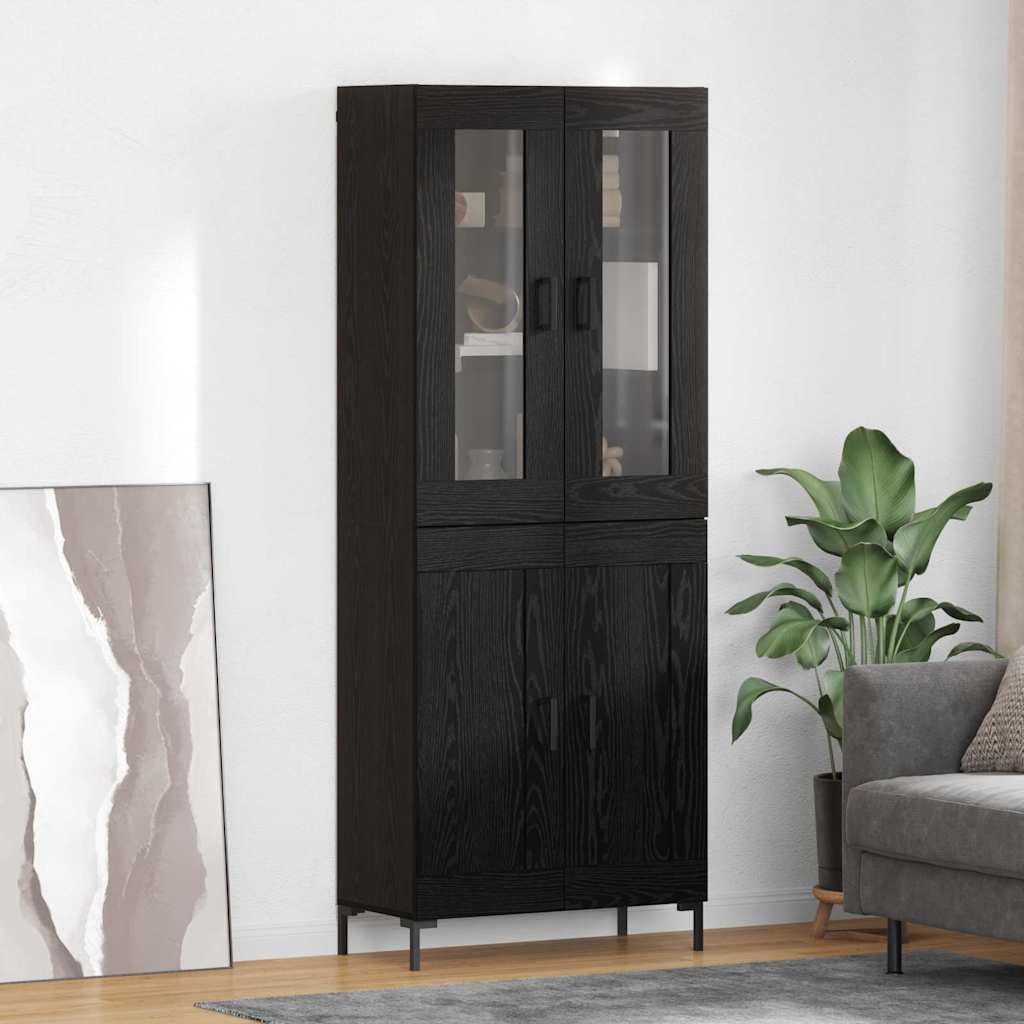 Magasfiú 2 db Fekete tölgy 69,5 x 34 x 180 cm Szerelt Fa