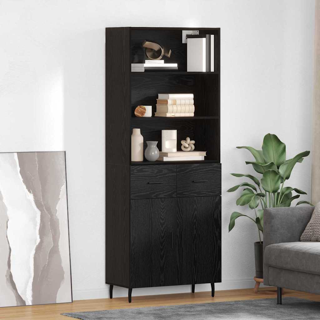 Magasfiú 2 db Fekete tölgy 69,5 x 34 x 180 cm Szerelt Fa