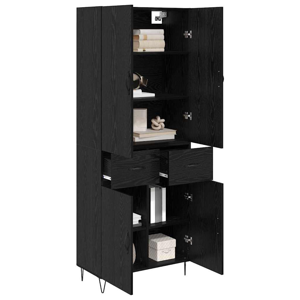 Magasfiú 2 db Fekete tölgy 69,5 x 34 x 180 cm Szerelt Fa 3
