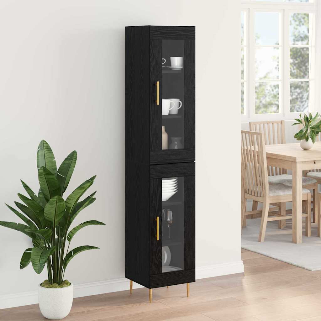 Magasfiú 2 db Fekete tölgy 34,5 x 34 x 180 cm Szerelt Fa 4