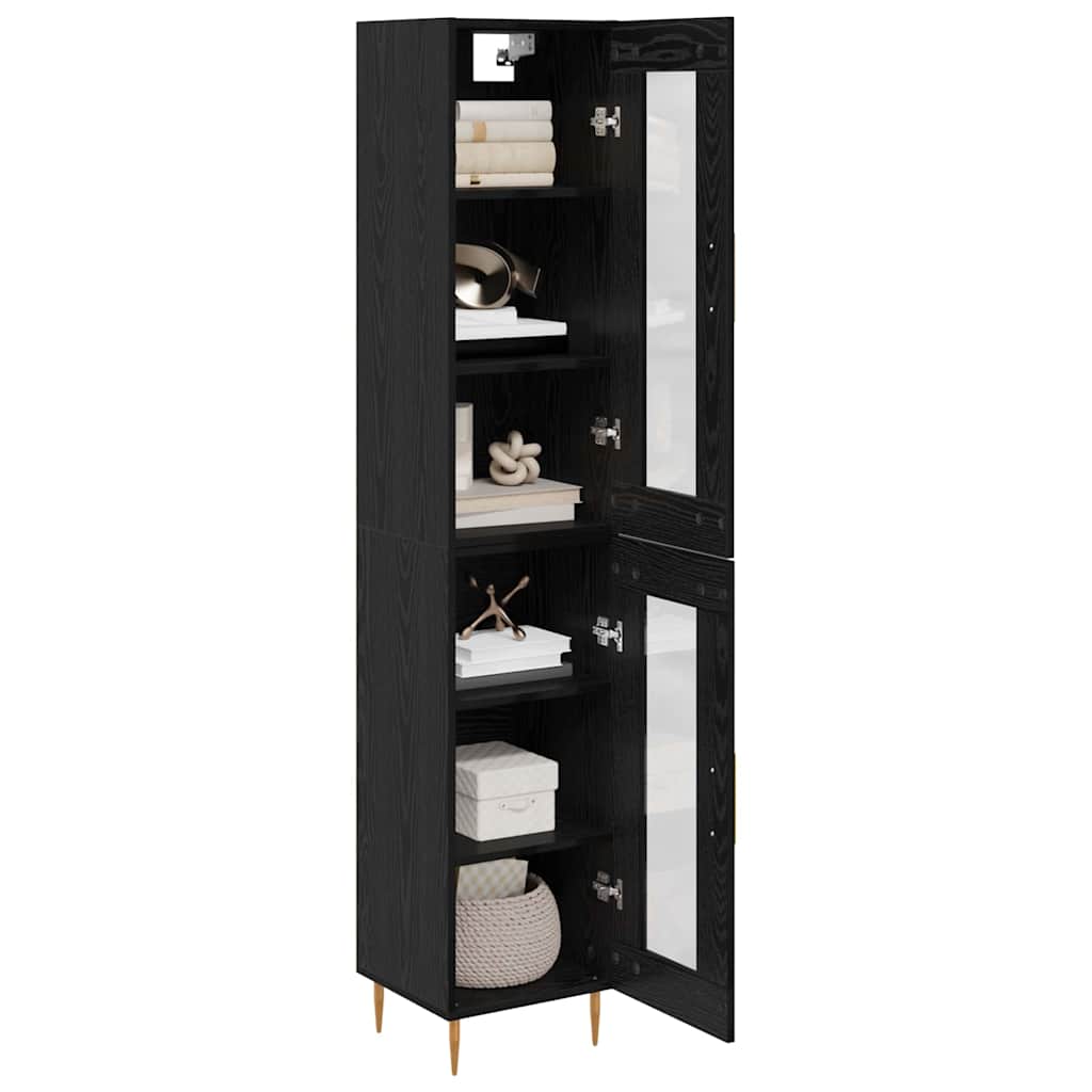 Magasfiú 2 db Fekete tölgy 34,5 x 34 x 180 cm Szerelt Fa 3