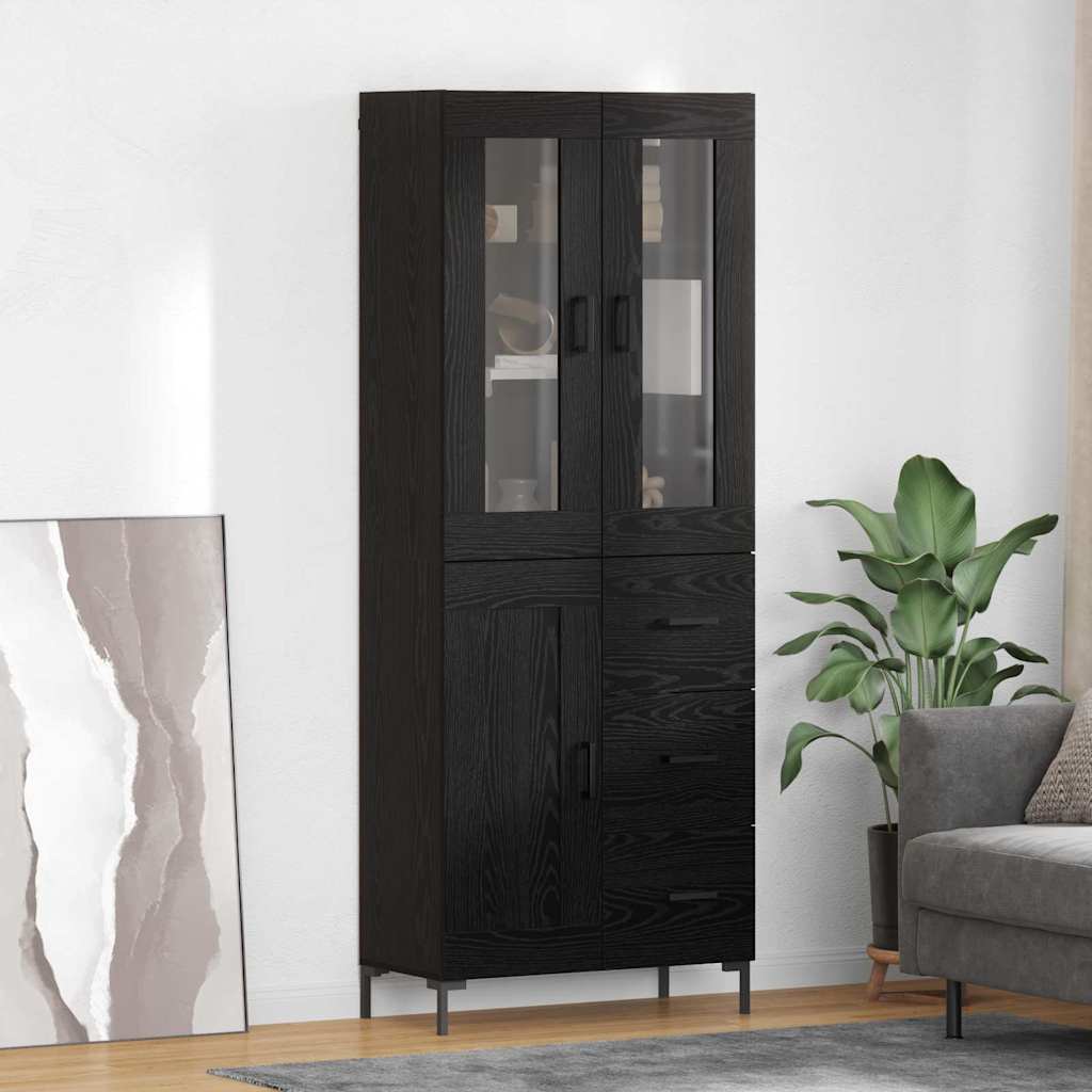 Magasfiú 2 db Fekete tölgy 69,5 x 34 x 180 cm Szerelt Fa
