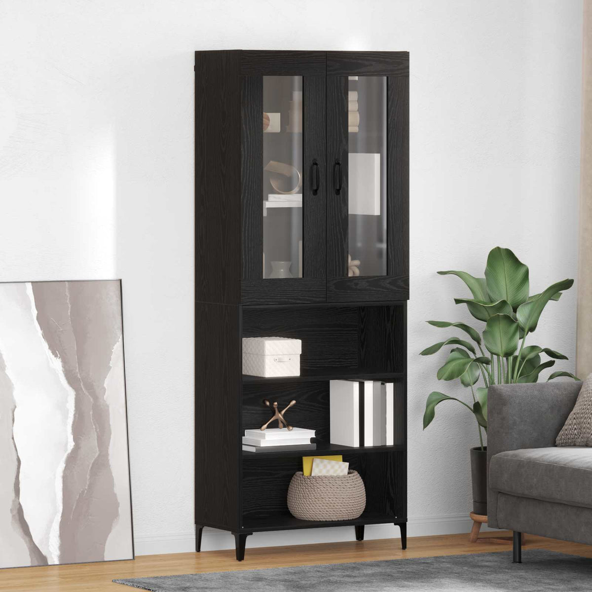 Magasfiú Fekete tölgy 69,5 x 34 x 180 cm Szerelt Fa