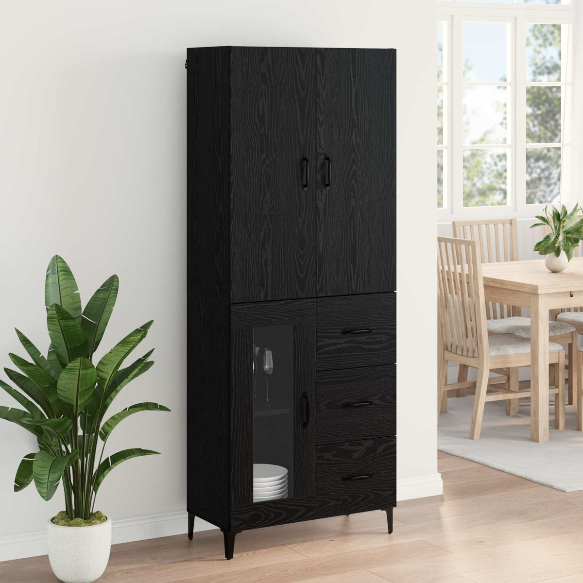 Magasfiú Fekete tölgy 69,5 x 34 x 180 cm Szerelt Fa 4