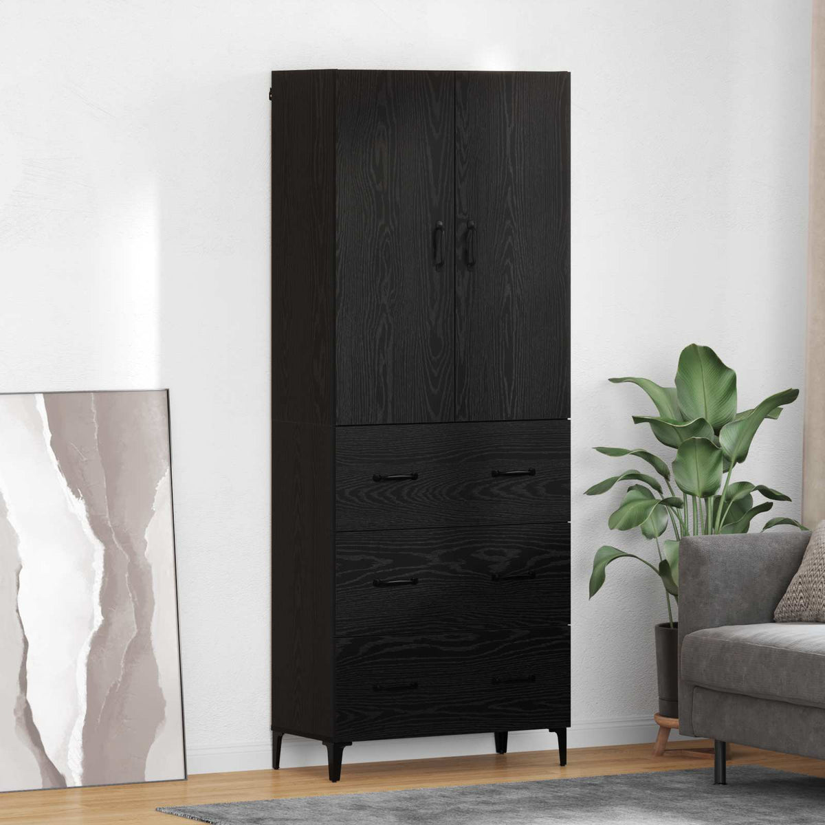Magasfiú Fekete tölgy 69,5 x 34 x 180 cm Szerelt Fa