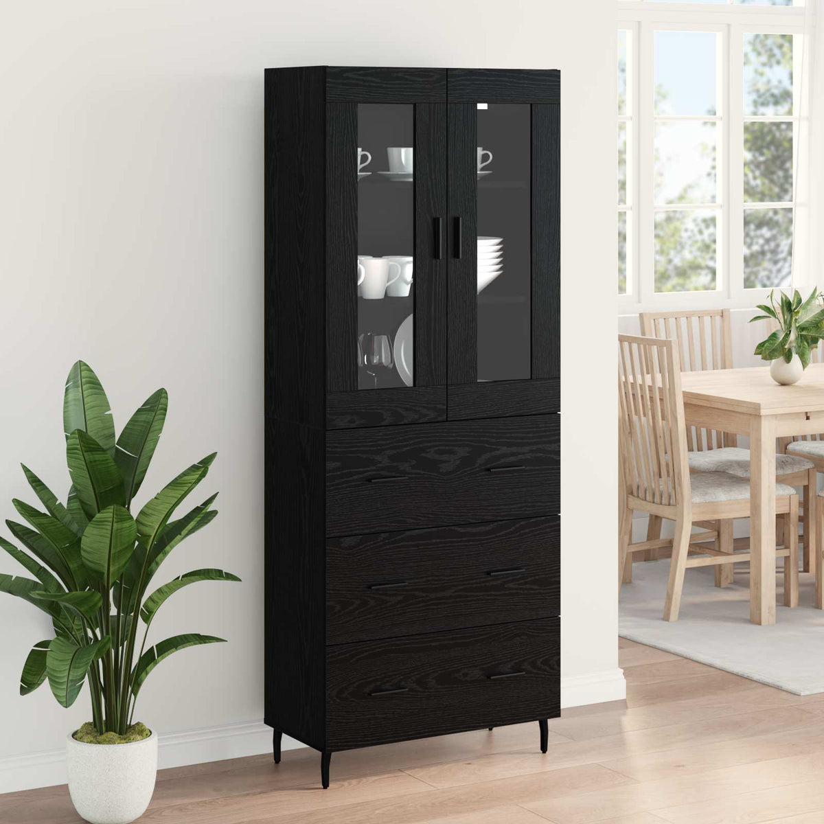 Magasfiú 2 db Fekete tölgy 69,5 x 34 x 180 cm Szerelt Fa 4