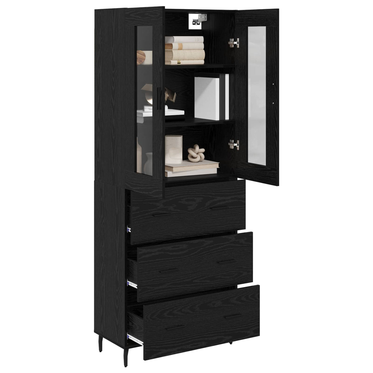 Magasfiú 2 db Fekete tölgy 69,5 x 34 x 180 cm Szerelt Fa 3