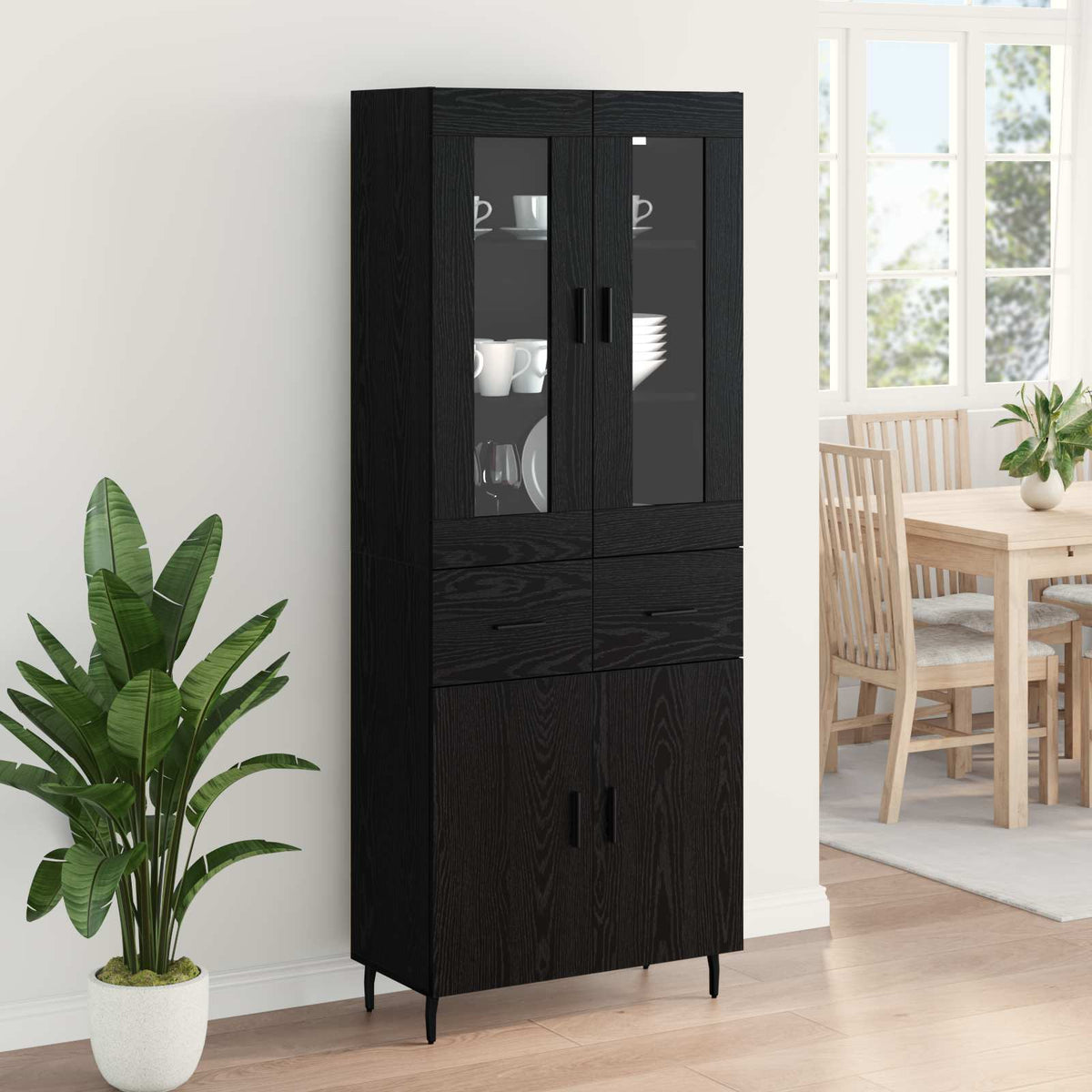 Magasfiú 2 db Fekete tölgy 69,5 x 34 x 180 cm Szerelt Fa 4