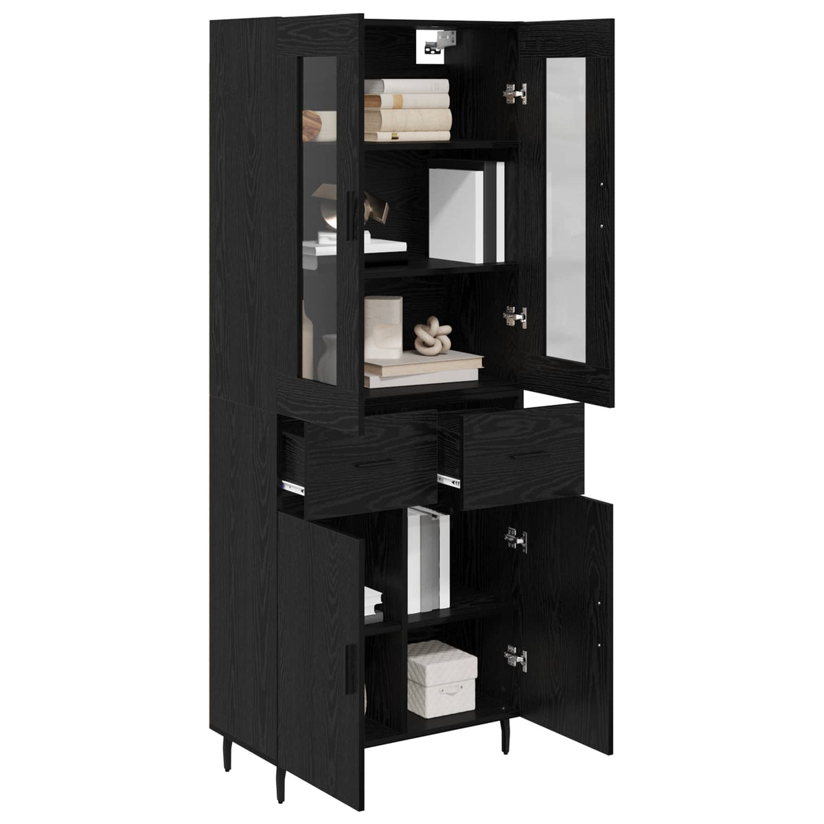 Magasfiú 2 db Fekete tölgy 69,5 x 34 x 180 cm Szerelt Fa 3