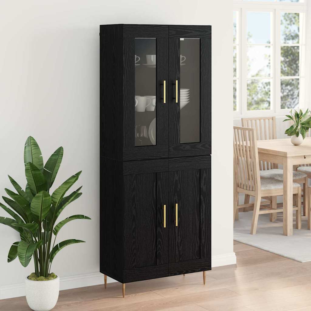 Magasfiú 2 db Fekete tölgy 69,5 x 34 x 180 cm Szerelt Fa 4