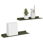 Lebegő polc 2 db Olajzöld 40 x 9 x 2,5 cm Acél 3