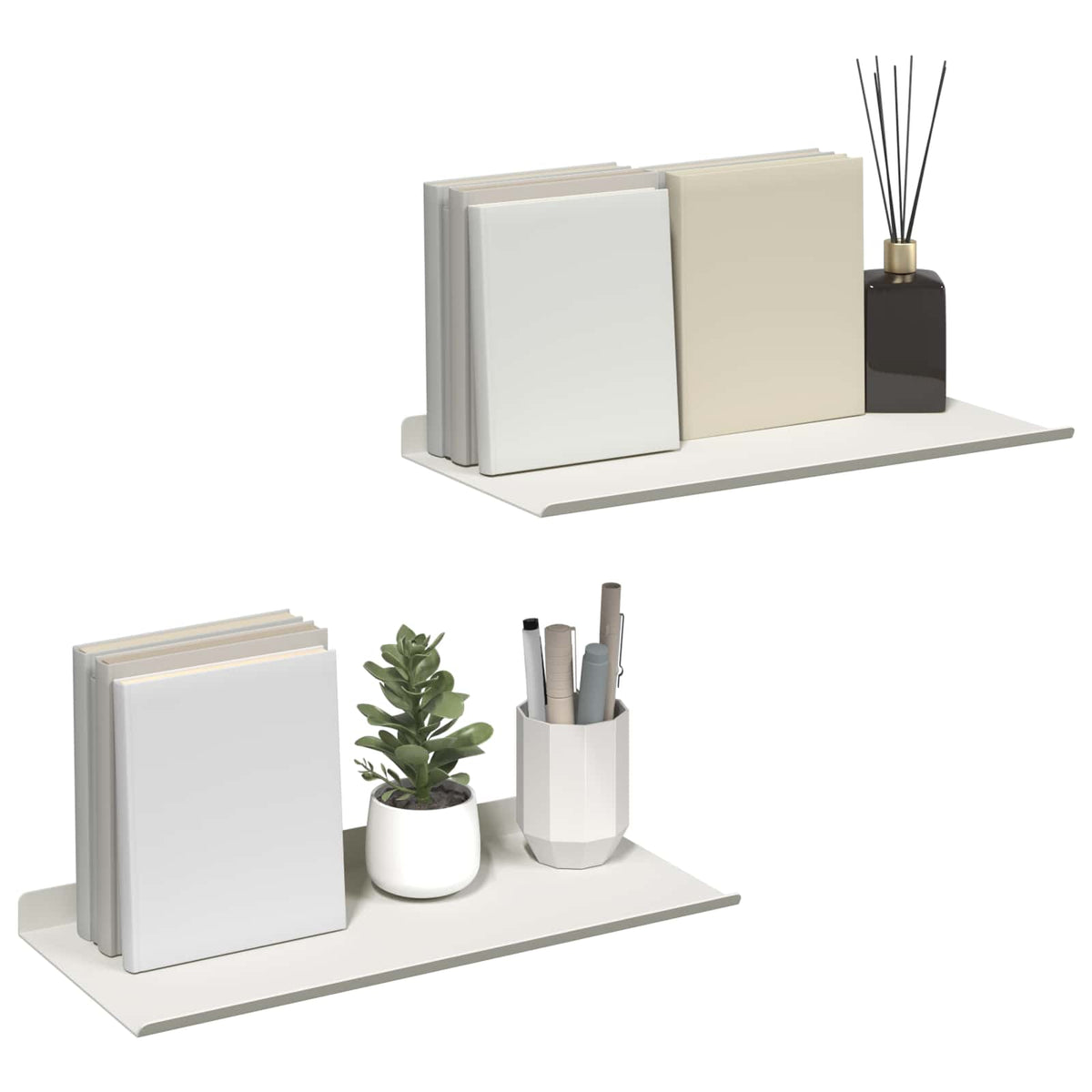 Lebegő polc 2 db Fehér 40 x 18 x 2,5 cm Acél 3