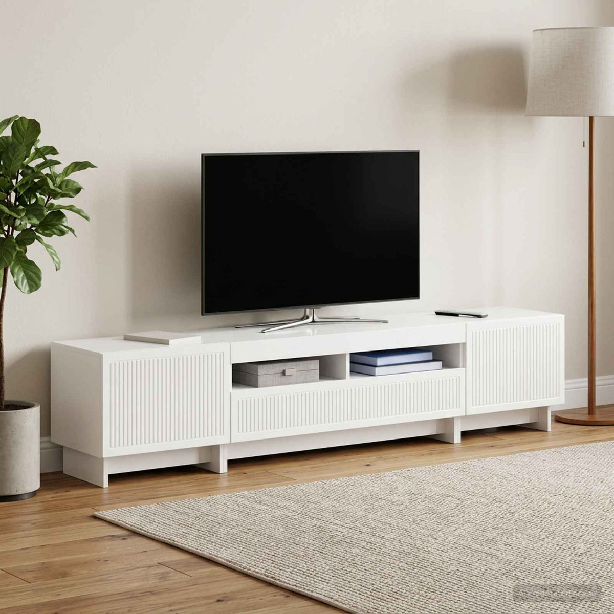 5 darabos LED TV szekrény Magasfényű Fehér Szerelt Fa