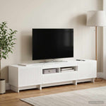 5 darabos LED TV szekrény Magasfényű Fehér Szerelt Fa 3
