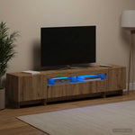 5 darabos LED TV szekrény Kézműves Tölgy Szerelt Fa 3