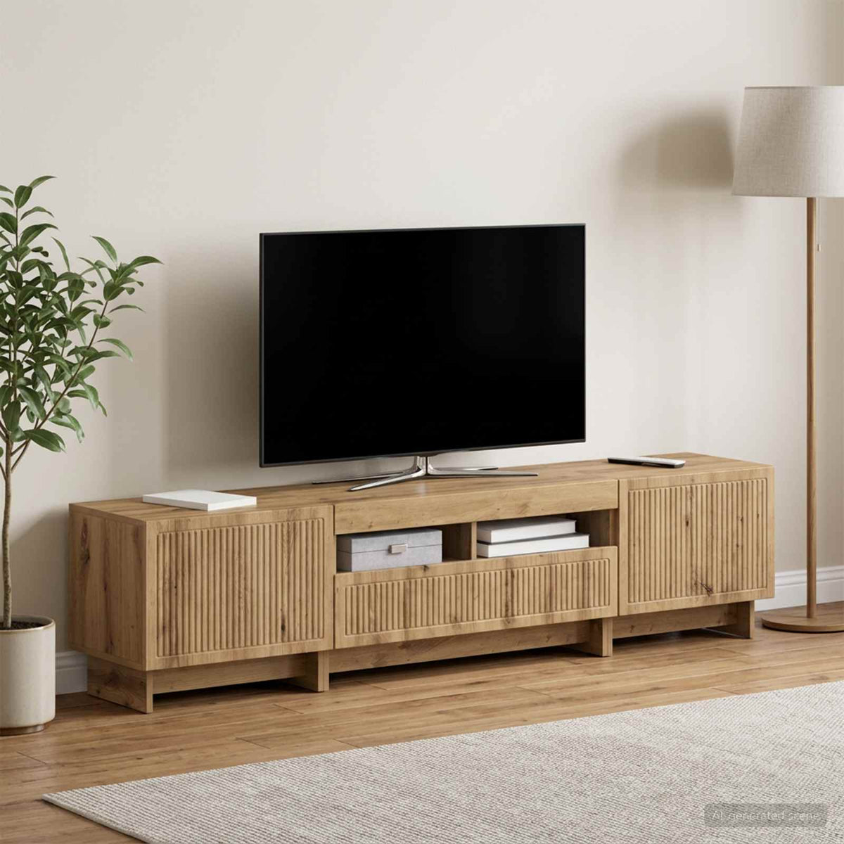 5 darabos LED TV szekrény Kézműves Tölgy Szerelt Fa