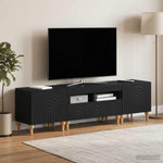 3 darabos LED TV szekrény Fekete Szerelt Fa 3