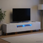 3 darabos LED TV szekrény Magasfényű Fehér Szerelt Fa 3