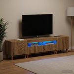 3 darabos LED TV szekrény Kézműves Tölgy Szerelt Fa
