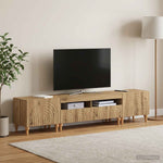 3 darabos LED TV szekrény Kézműves Tölgy Szerelt Fa 3