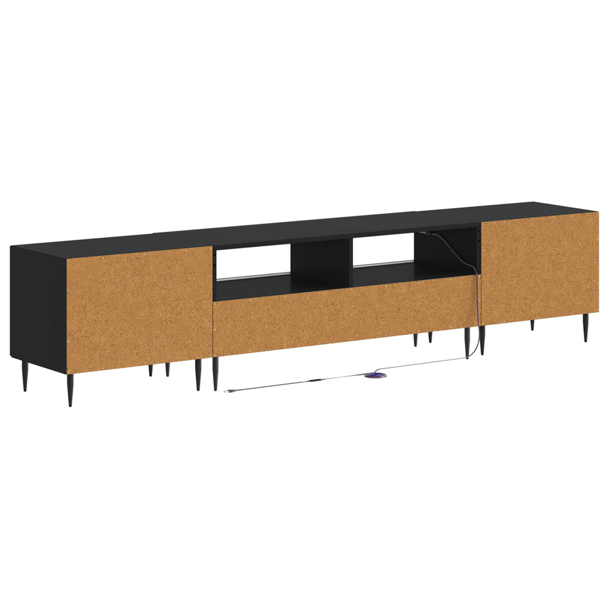 3 darabos LED TV szekrény Fekete Szerelt Fa 6