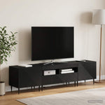 3 darabos LED TV szekrény Fekete Szerelt Fa 3