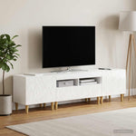 3 darabos LED TV szekrény DELFT Magasfényű Fehér Szerelt Fa 3