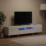 3 darabos LED TV szekrény DELFT Magasfényű Fehér Szerelt Fa