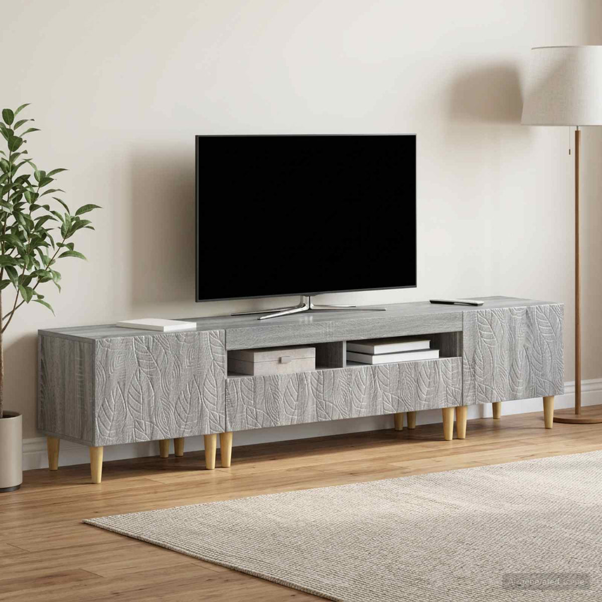 3 darabos LED TV szekrény DELFT Szürke Sonoma Szerelt Fa