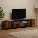 3 darabos LED TV szekrény DELFT Antik Fa Szerelt Fa
