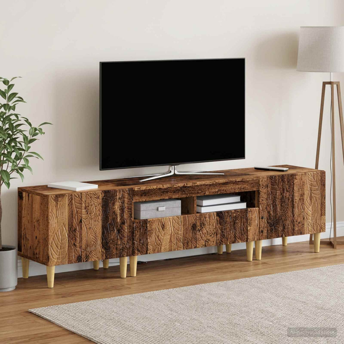 3 darabos LED TV szekrény DELFT Antik Fa Szerelt Fa