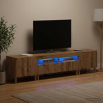 3 darabos LED TV szekrény DELFT Kézműves Tölgy Szerelt Fa 3