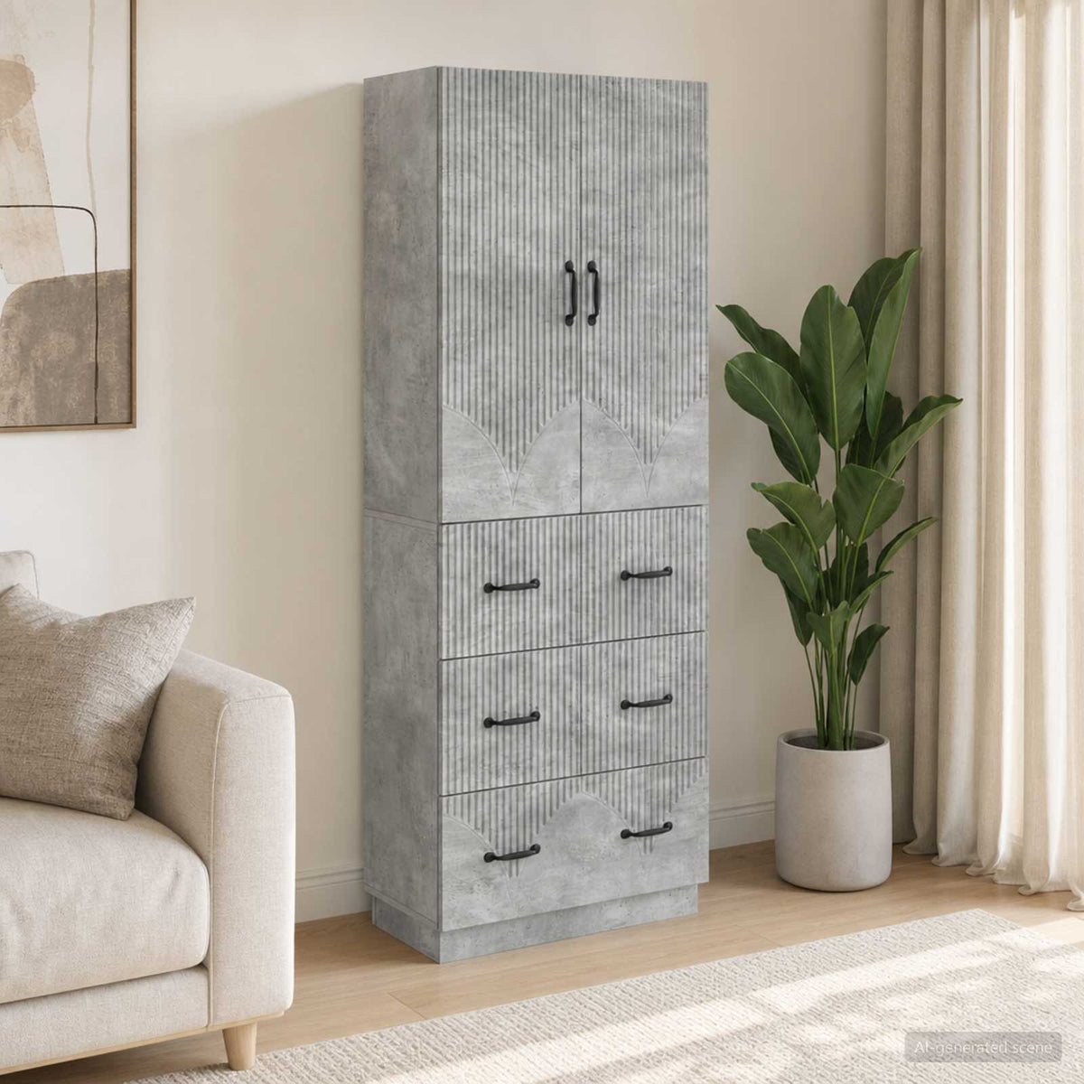 Szekrény szett 2 db 66 x 34,5 x 87 cm Szerelt Fa Betonszürke