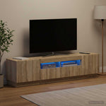 3 darabos LED TV szekrény HOORN 3 db Sonoma Tölgy Szerelt Fa 3