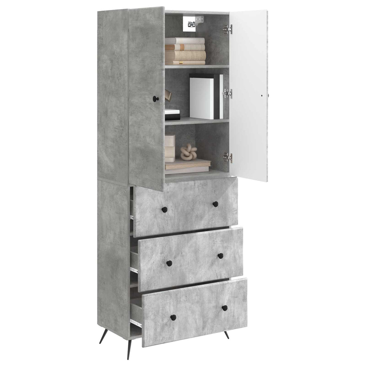 Szekrény szett 2 db 66 x 34,5 x 90 cm Szerelt Fa Betonszürke 3