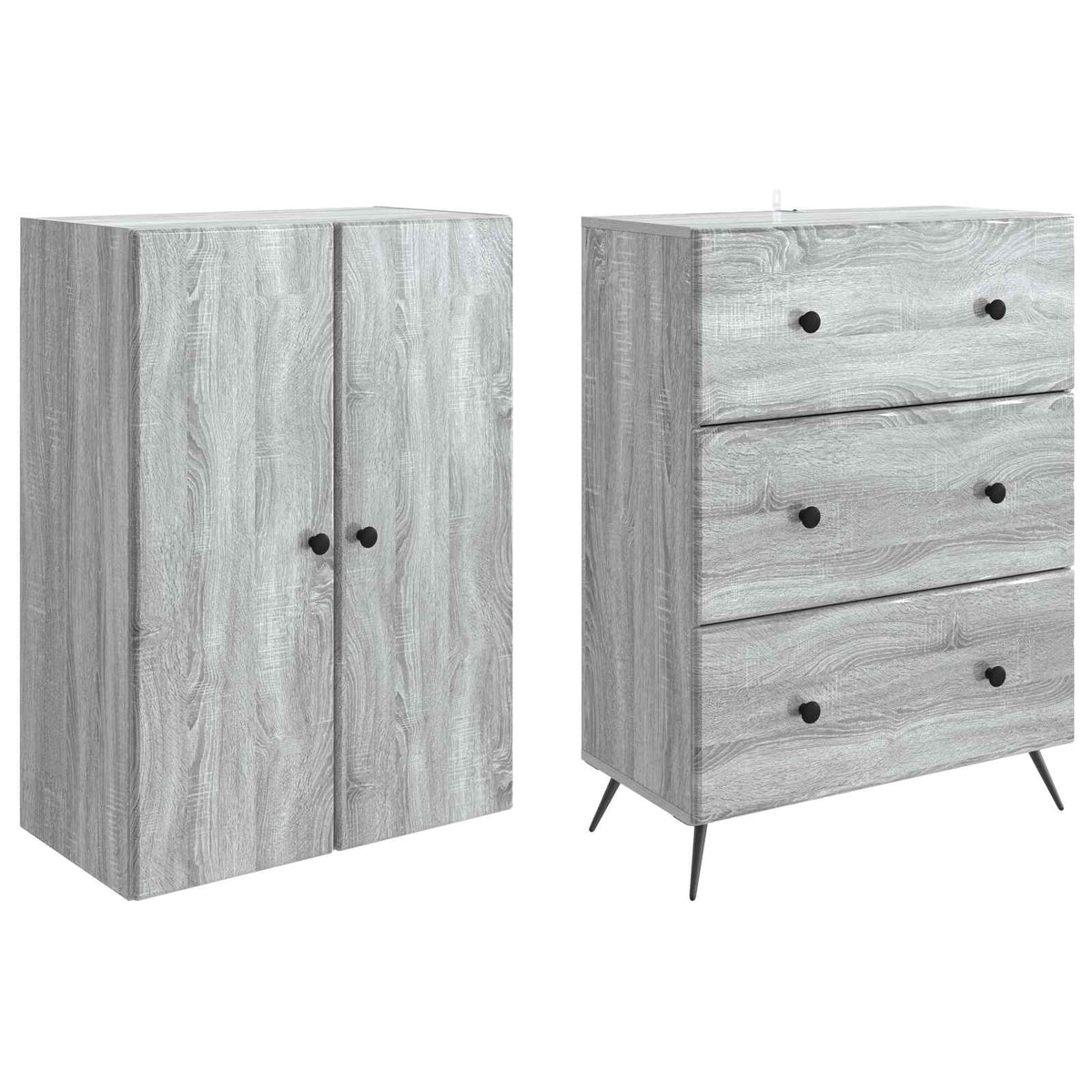 Szekrény szett 2 db 66 x 34,5 x 90 cm Szerelt Fa Szürke Sonoma 4