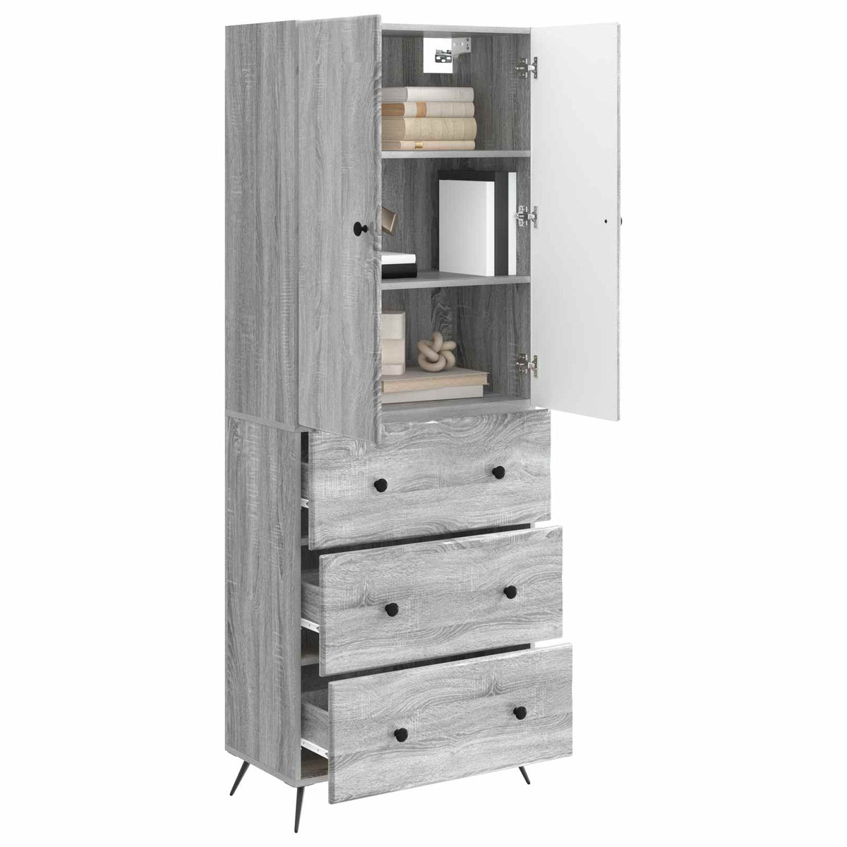 Szekrény szett 2 db 66 x 34,5 x 90 cm Szerelt Fa Szürke Sonoma 3